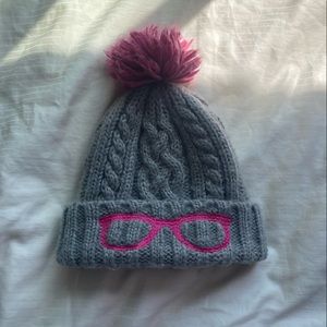 JESSICA Knitted Grey and Pink Beanie